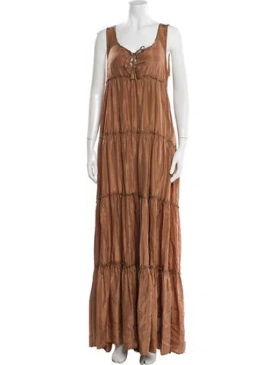 Pre-owned Calypso St Barth Silk Long Dress In Brown