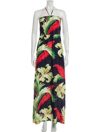 Pre-owned Calypso St Barth Silk Long Dress In Green