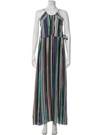 Pre-owned Calypso St Barth Silk Long Dress In Green