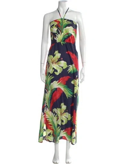 Pre-owned Calypso St Barth Silk Long Dress In Green