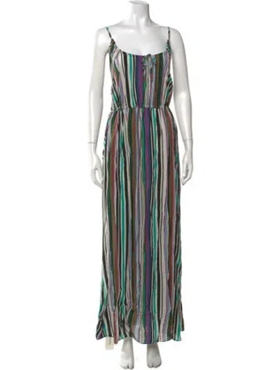 Pre-owned Calypso St Barth Silk Long Dress In Green