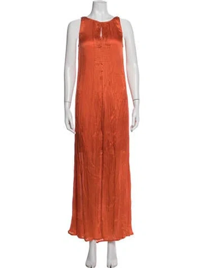 Pre-owned Calypso St Barth Silk Long Dress In Orange