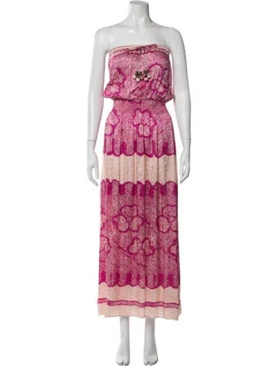 Pre-owned Calypso St Barth Silk Long Dress In Pink
