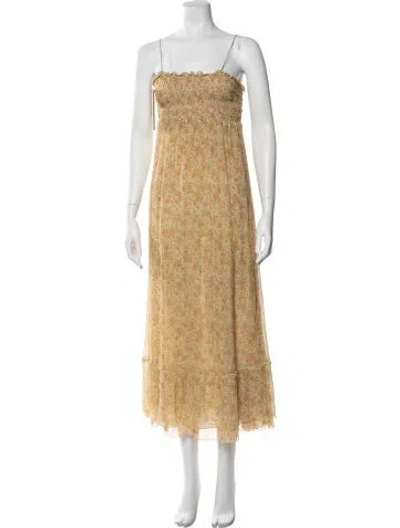 Pre-owned Calypso St Barth Silk Long Dress In Yellow
