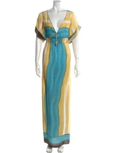 Pre-owned Calypso St Barth Silk Long Dress In Yellow