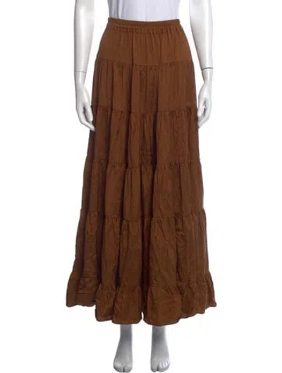 Pre-owned Calypso St Barth Silk Long Skirt In Brown