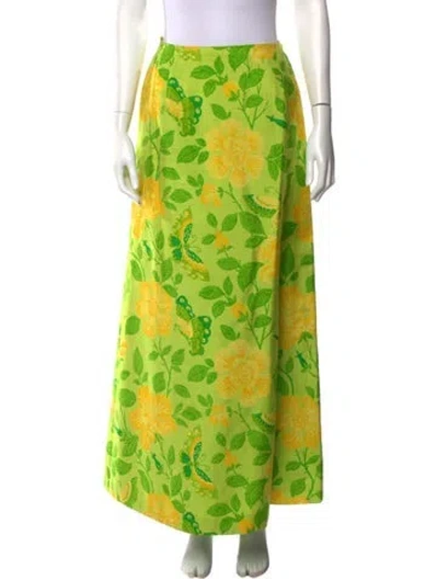 Pre-owned Calypso St Barth Silk Long Skirt In Green