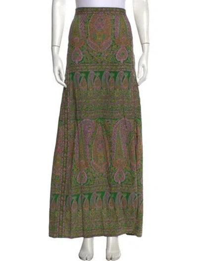 Pre-owned Calypso St Barth Silk Long Skirt In Green