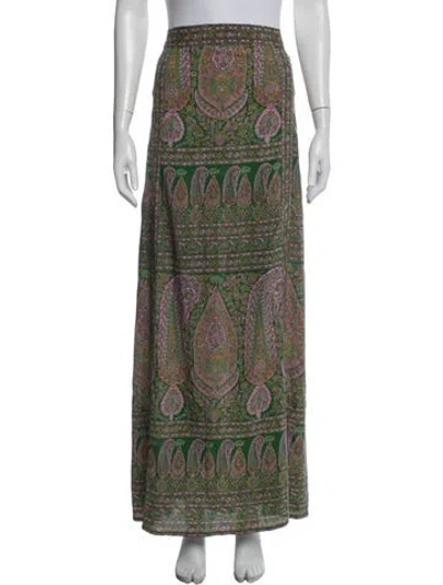 Pre-owned Calypso St Barth Silk Long Skirt In Green