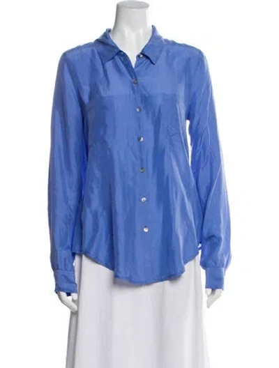 Pre-owned Calypso St Barth Silk Long Sleeve Blouse In Blue