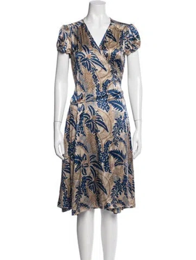 Pre-owned Calypso St Barth Silk Midi Length Dress In Blue