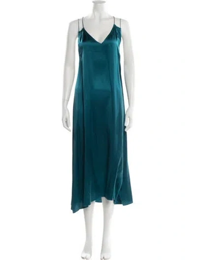 Pre-owned Calypso St Barth Silk Midi Length Dress In Blue