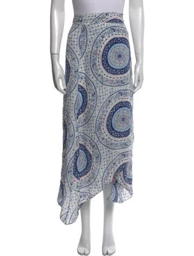 Pre-owned Calypso St Barth Silk Midi Length Skirt In Blue