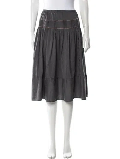 Pre-owned Calypso St Barth Silk Midi Length Skirt In Gray