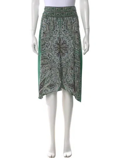 Pre-owned Calypso St Barth Silk Midi Length Skirt In Green