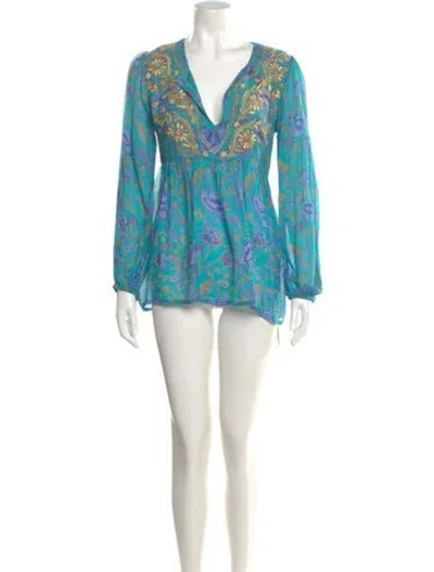 Pre-owned Calypso St Barth Silk Mini Dress In Blue