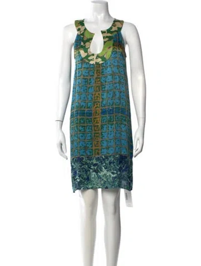 Pre-owned Calypso St Barth Silk Mini Dress In Blue