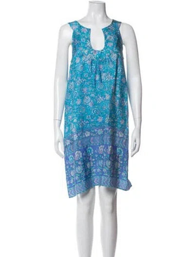 Pre-owned Calypso St Barth Silk Mini Dress In Blue