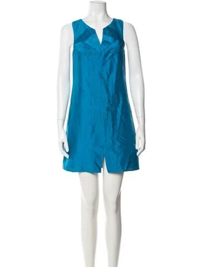 Pre-owned Calypso St Barth Silk Mini Dress In Blue