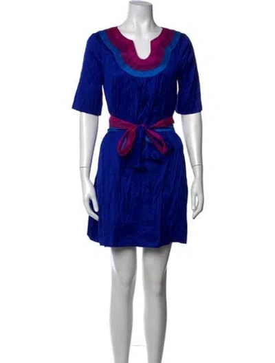 Pre-owned Calypso St Barth Silk Mini Dress In Blue