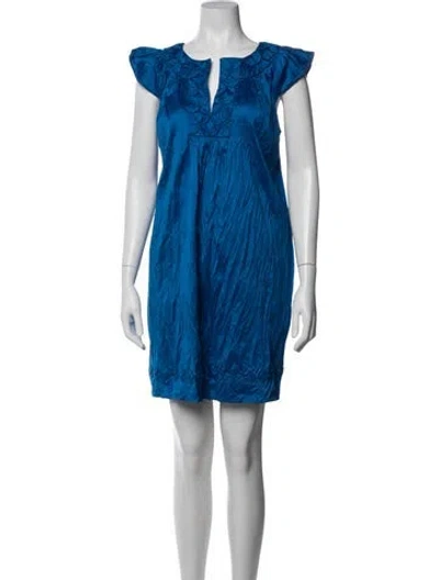 Pre-owned Calypso St Barth Silk Mini Dress In Blue