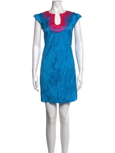 Pre-owned Calypso St Barth Silk Mini Dress In Blue