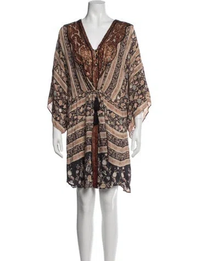 Pre-owned Calypso St Barth Silk Mini Dress In Brown