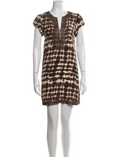 Pre-owned Calypso St Barth Silk Mini Dress In Brown