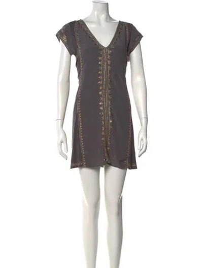 Pre-owned Calypso St Barth Silk Mini Dress In Gray