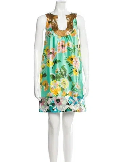 Pre-owned Calypso St Barth Silk Mini Dress In Green