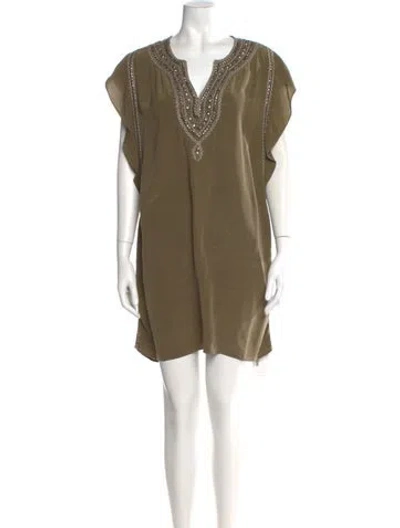 Pre-owned Calypso St Barth Silk Mini Dress In Green