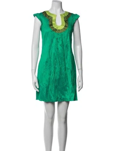 Pre-owned Calypso St Barth Silk Mini Dress In Green