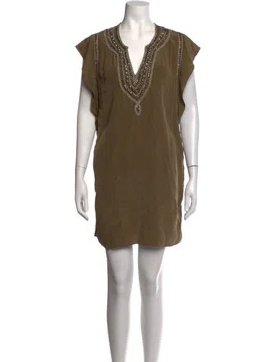 Pre-owned Calypso St Barth Silk Mini Dress In Green