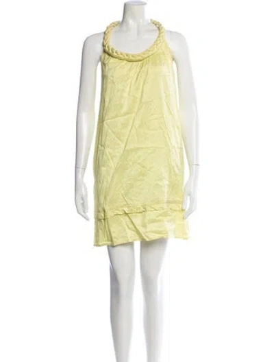 Pre-owned Calypso St Barth Silk Mini Dress In Green/yellow