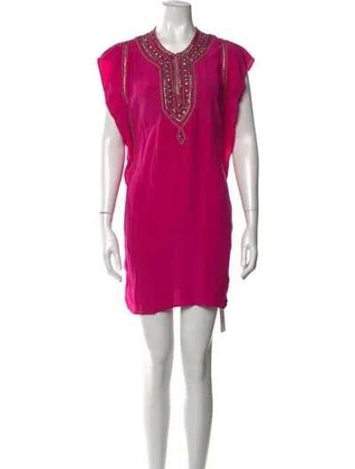 Pre-owned Calypso St Barth Silk Mini Dress In Metallic/pink