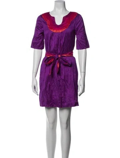 Pre-owned Calypso St Barth Silk Mini Dress In Purple