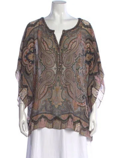 Pre-owned Calypso St Barth Silk Paisley Print Blouse In Multi