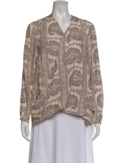 Pre-owned Calypso St Barth Silk Paisley Print Blouse In Neutral