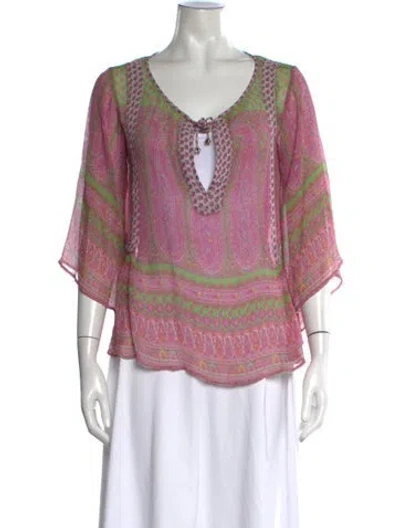 Pre-owned Calypso St Barth Silk Paisley Print Blouse In Pink