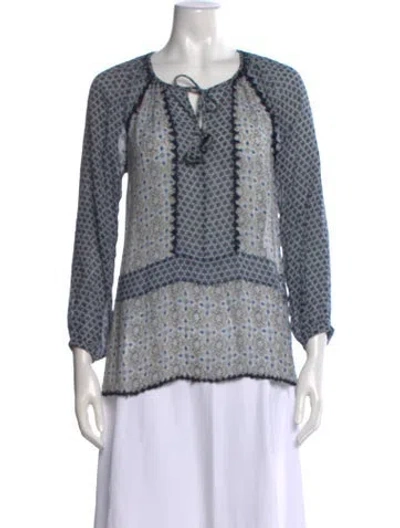 Pre-owned Calypso St Barth Silk Patterned Blouse In Blue