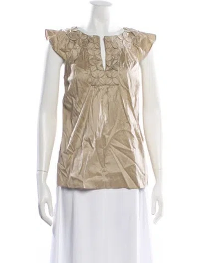Pre-owned Calypso St Barth Silk Patterned Blouse In Neutral