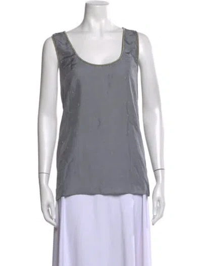 Pre-owned Calypso St Barth Silk Patterned Top In Gray