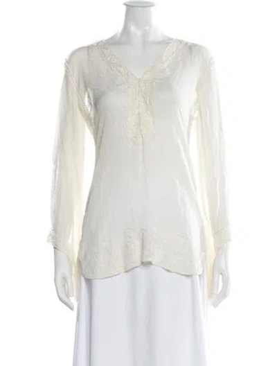 Pre-owned Calypso St Barth Silk Patterned Tunic W/ Tags In Neutral