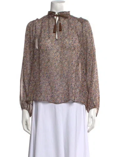 Pre-owned Calypso St Barth Silk Printed Blouse In Brown