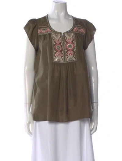 Pre-owned Calypso St Barth Silk Printed Blouse In Green