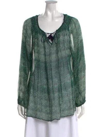 Pre-owned Calypso St Barth Silk Printed Blouse In Green