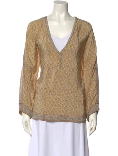 Pre-owned Calypso St Barth Silk Printed Blouse In Neutral