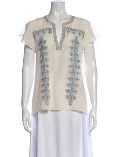 Pre-owned Calypso St Barth Silk Printed Blouse In Neutral