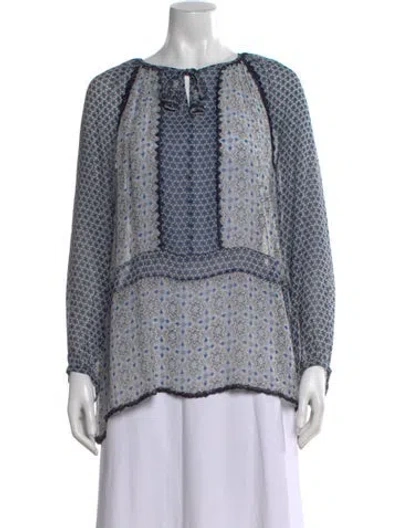 Pre-owned Calypso St Barth Silk Printed Blouse W/ Tags In Blue