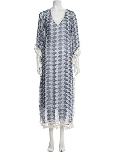 Pre-owned Calypso St Barth Silk Printed Nightgown In Blue